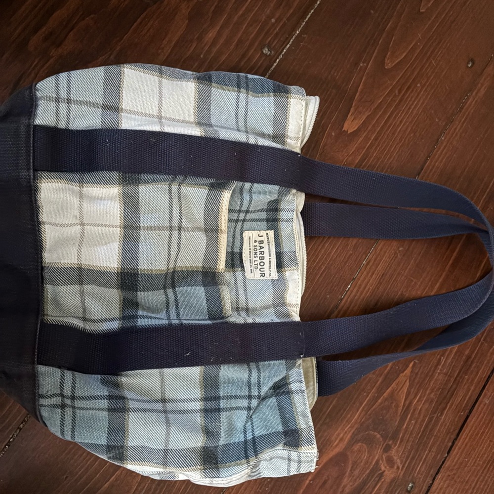 Barbour Plaid Tote Bag - Blue and Gray